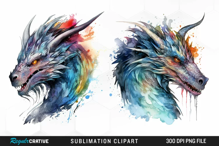 Watercolor Dragon Illustration PNG Clipart