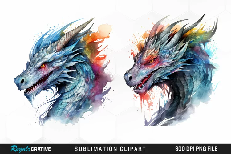 Watercolor Dragon Illustration PNG Clipart