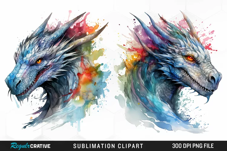 Watercolor Dragon Illustration PNG Clipart