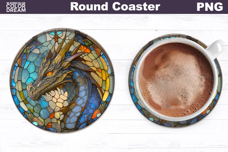 Dragon Stained Glass Coaster | Dragon Round Coaster example image 1