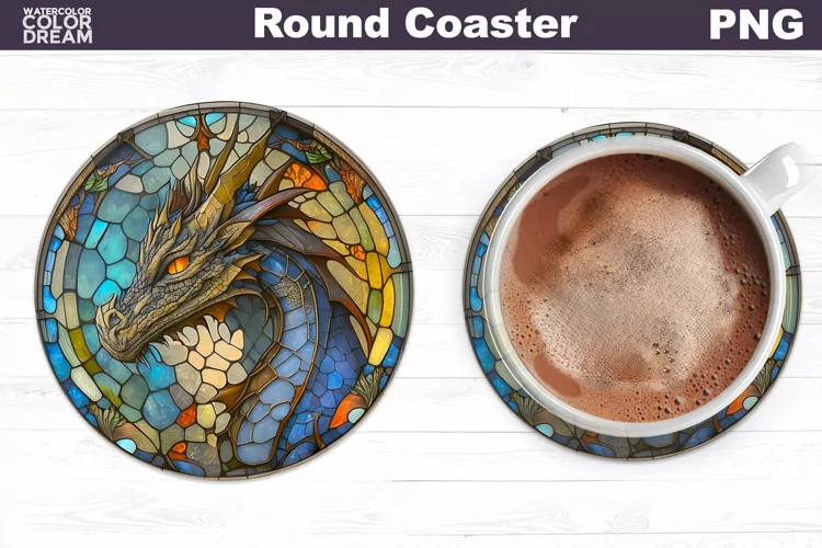 Dragon Stained Glass Coaster | Dragon Round Coaster