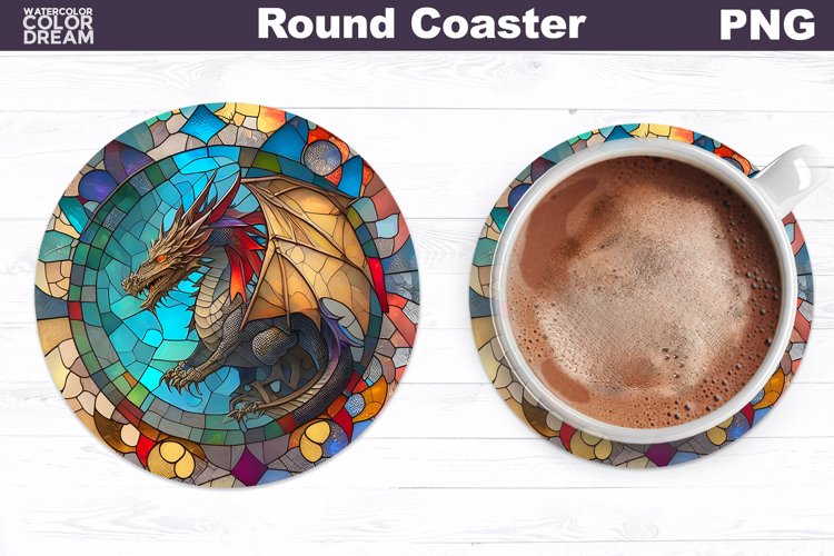 Dragon Stained Glass Coaster | Dragon Round Coaster example image 1