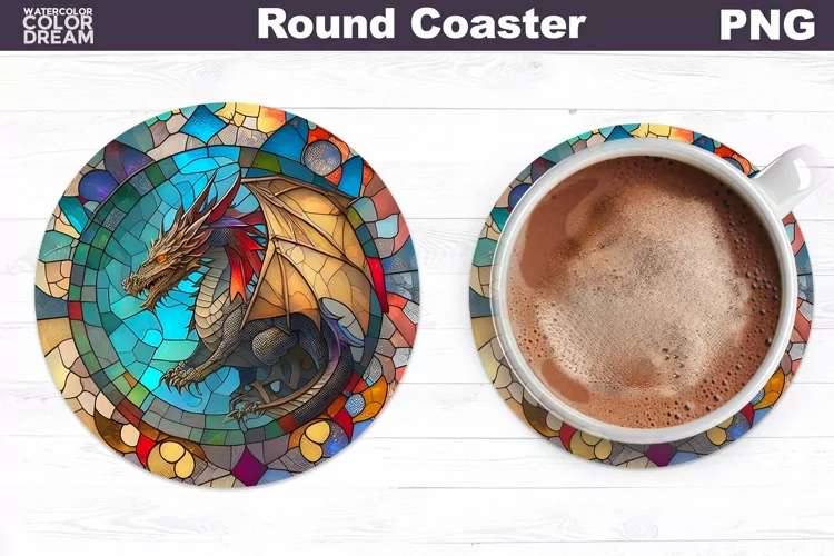 Dragon Stained Glass Coaster | Dragon Round Coaster