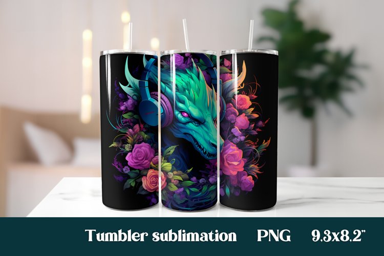 Dragon tumbler wrap design | Animal sublimation tumbler