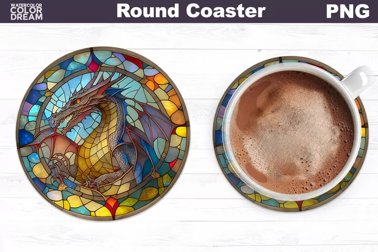 Dragon Stained Glass Coaster | Dragon Round Coaster