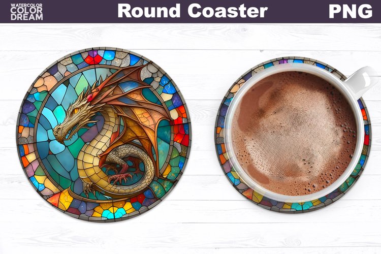 Dragon Stained Glass Coaster | Dragon Round Coaster
