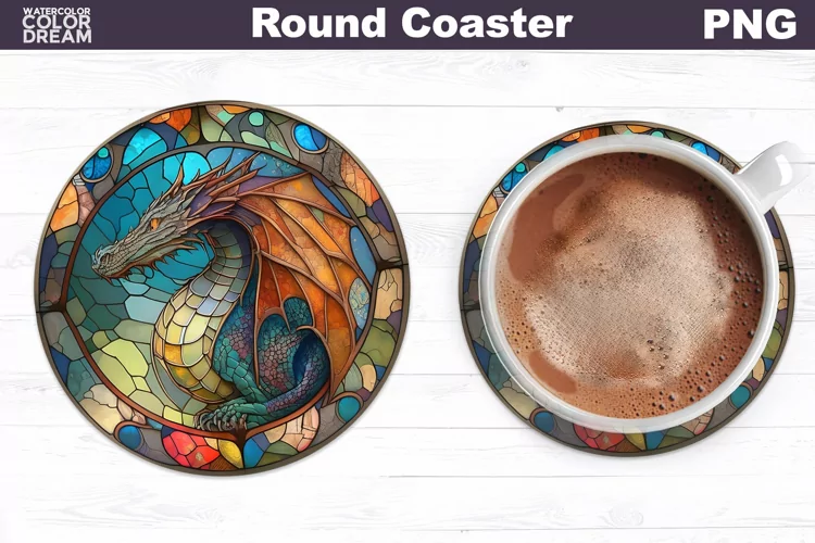Dragon Stained Glass Coaster | Dragon Round Coaster