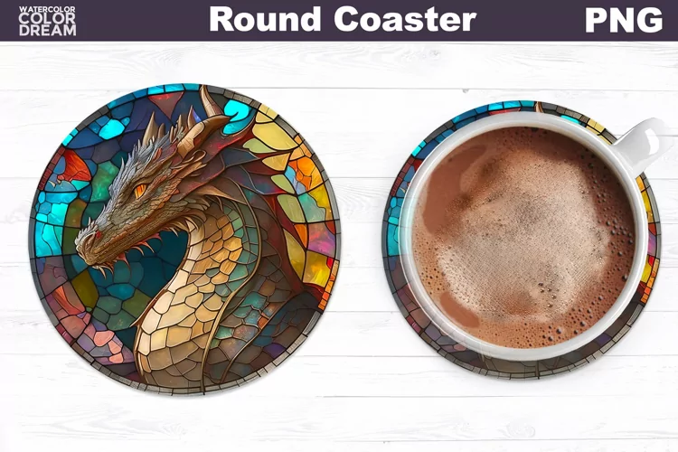 Dragon Stained Glass Coaster | Dragon Round Coaster