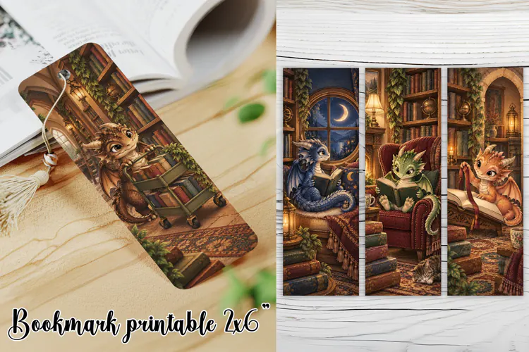 Fantasy Dragon Bookmarks Printable PNG