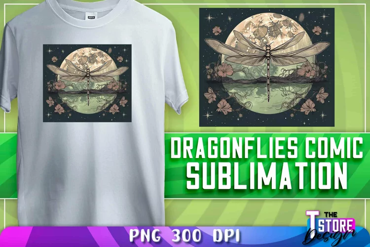 Dragonflies Comic Sublimation | T-Shirt Design | PNG File