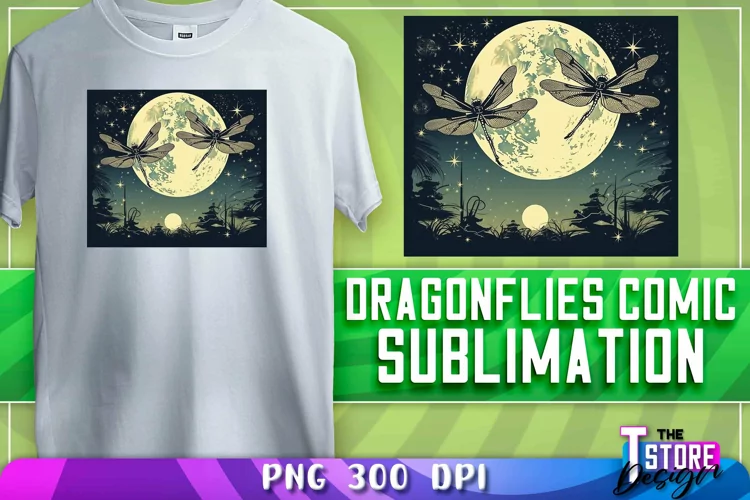 Dragonflies Comic Sublimation | T-Shirt Design | PNG File