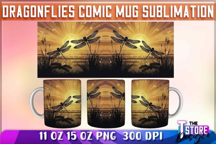 Dragonflies Comic Mug Sublimation | 11 oz 15 oz Mug