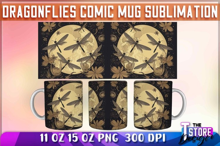 Dragonflies Comic Mug Sublimation | 11 oz 15 oz Mug
