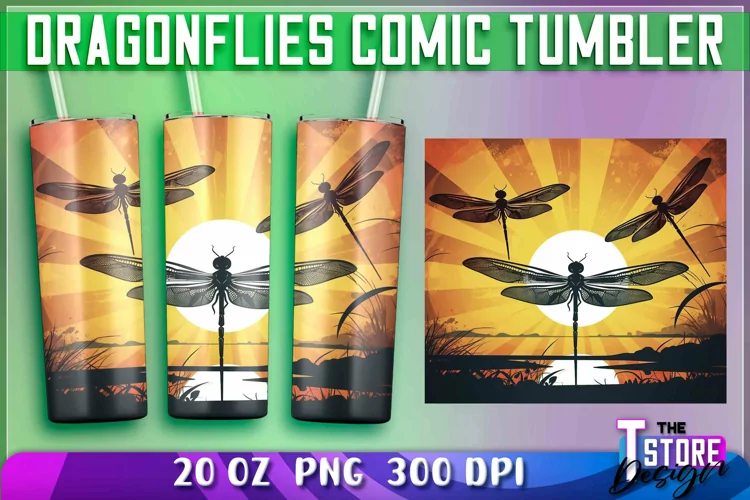 Dragonflies Comic Tumblers Wrap 20 oz. | PNG Sublimation