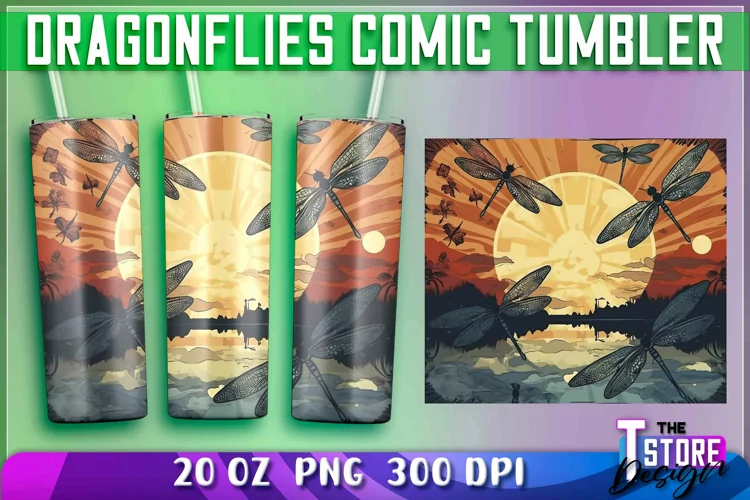 Dragonflies Comic Tumblers Wrap 20 oz. | PNG Sublimation