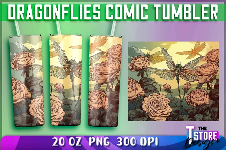 Dragonflies Comic Tumblers Wrap 20 oz. | PNG Sublimation
