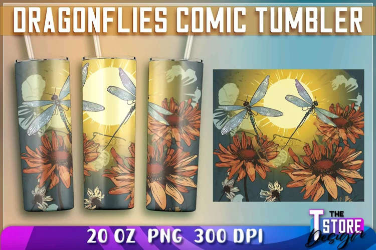 Dragonflies Comic Tumblers Wrap 20 oz. | PNG Sublimation