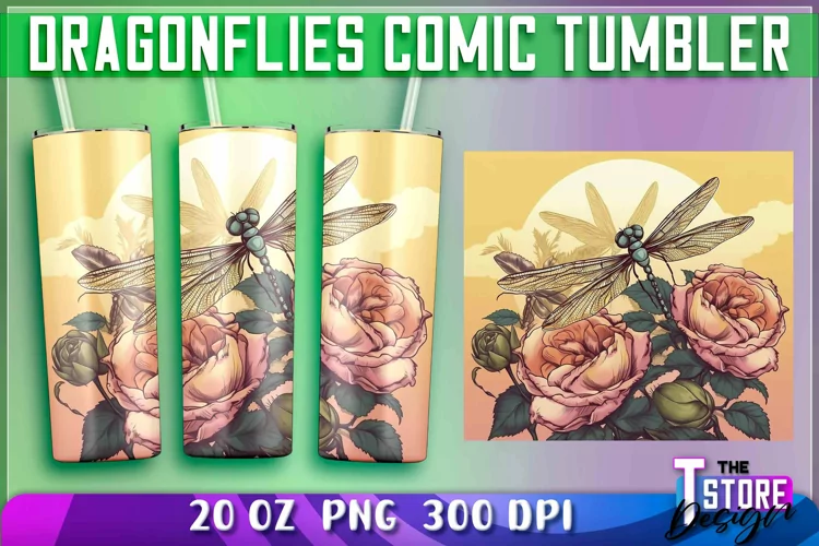 Dragonflies Comic Tumblers Wrap 20 oz. | PNG Sublimation