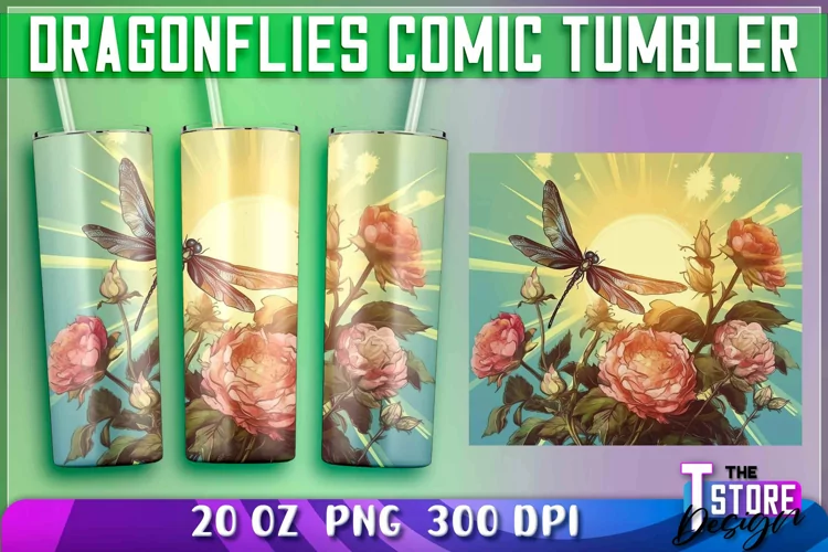 Dragonflies Comic Tumblers Wrap 20 oz. | PNG Sublimation