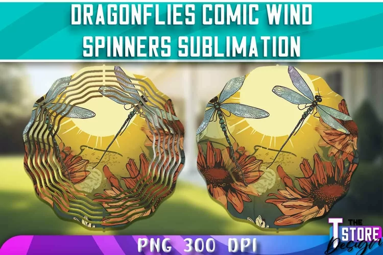 Dragonflies Comic Wind Spinners Sublimation | PNG Design