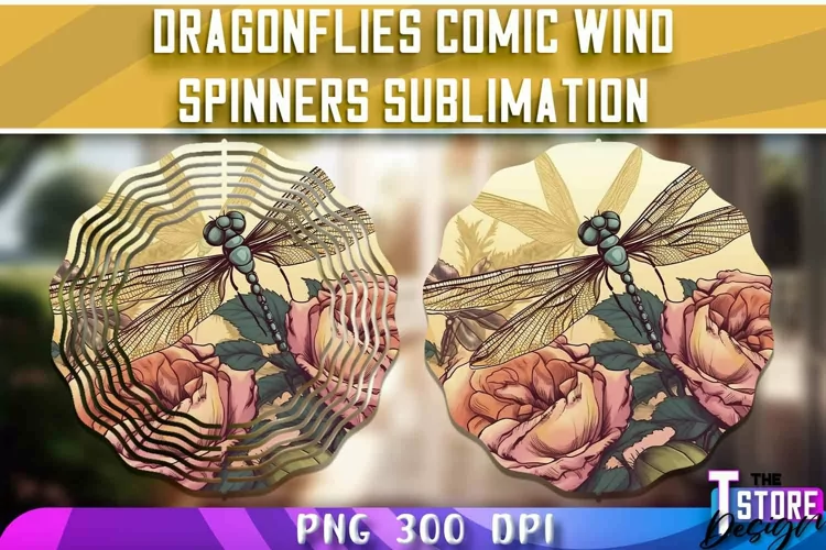 Dragonflies Comic Wind Spinners Sublimation | PNG Design