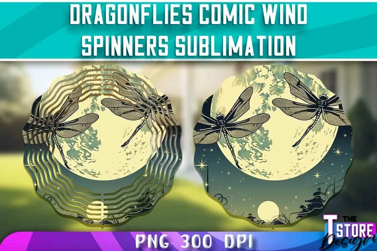 Dragonflies Comic Wind Spinners Sublimation | PNG Design