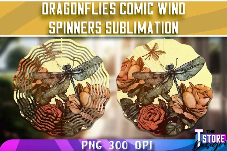 Dragonflies Comic Wind Spinners Sublimation | PNG Design