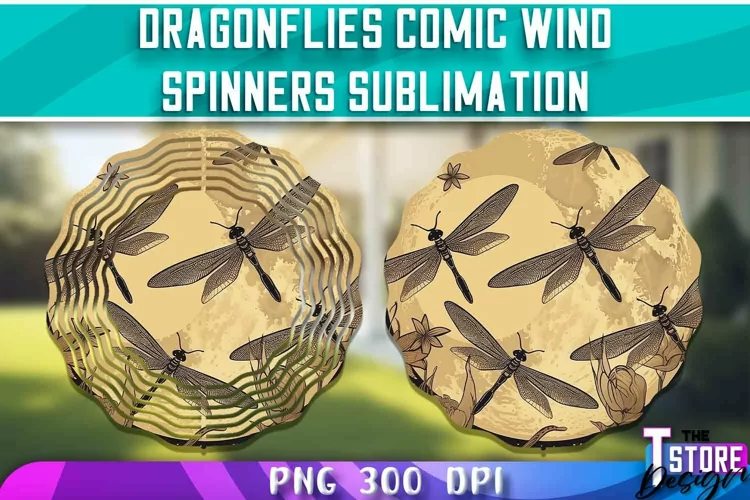 Dragonflies Comic Wind Spinners Sublimation | PNG Design