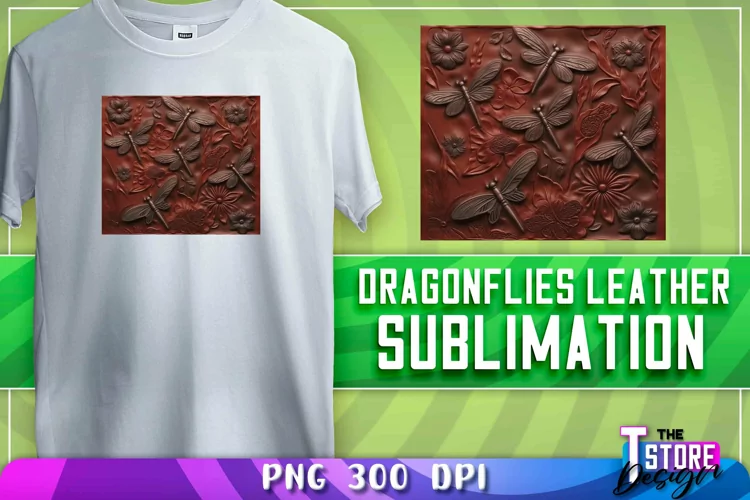 Dragonflies Leather Sublimation | T-Shirt Design | PNG File