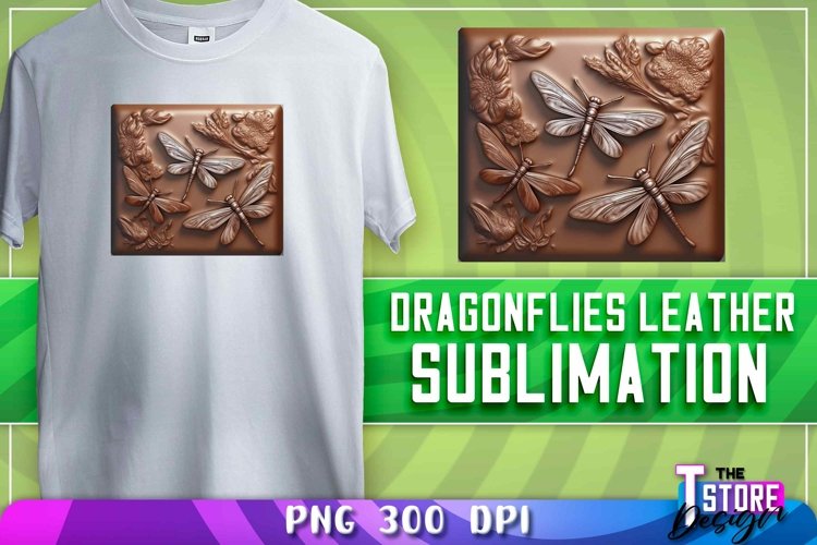 Dragonflies Leather Sublimation | T-Shirt Design | PNG File