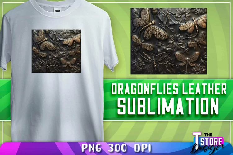 Dragonflies Leather Sublimation | T-Shirt Design | PNG File