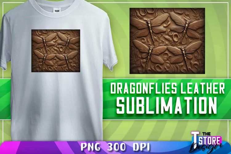 Dragonflies Leather Sublimation | T-Shirt Design | PNG File