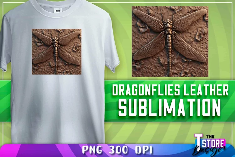 Dragonflies Leather Sublimation | T-Shirt Design | PNG File