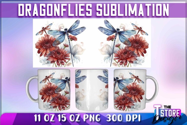 Dragonflies Mug Sublimation|Coffee 11 Oz|Dragonflies 15 oz