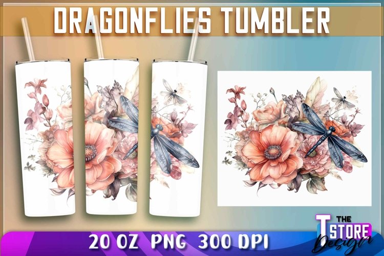 Dragonflies Tumbler Wrap|Dragonflies 20 oz PNG Design