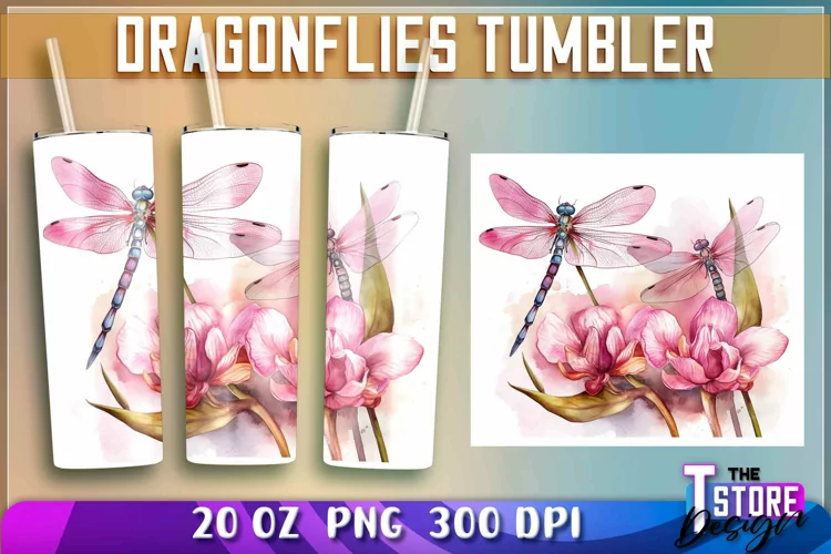 Dragonflies Tumbler Wrap|Dragonflies 20 oz PNG Design