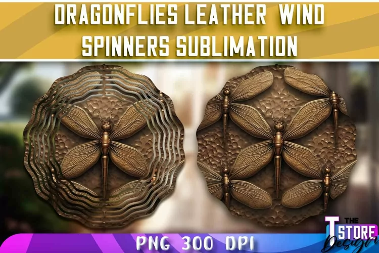 Dragonflies Leather Wind Spinners Sublimation | PNG Design