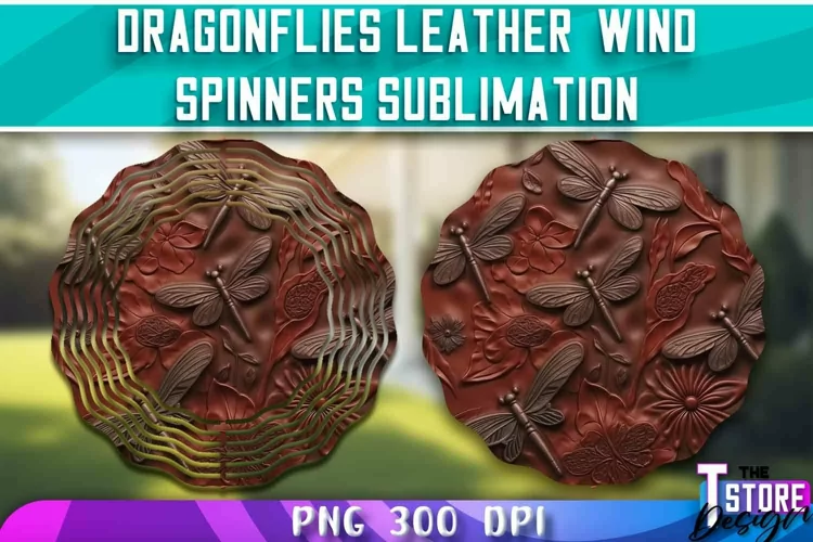 Dragonflies Leather Wind Spinners Sublimation | PNG Design