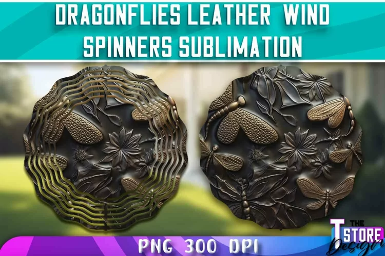 Dragonflies Leather Wind Spinners Sublimation | PNG Design