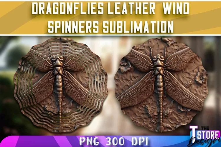 Dragonflies Leather Wind Spinners Sublimation | PNG Design