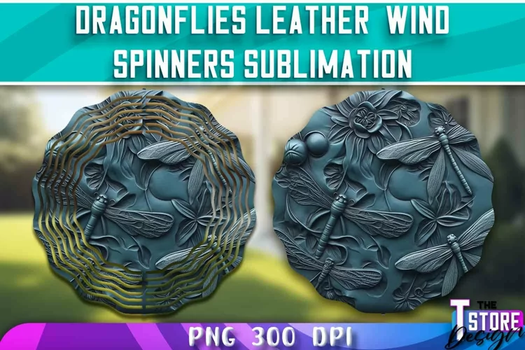 Dragonflies Leather Wind Spinners Sublimation | PNG Design