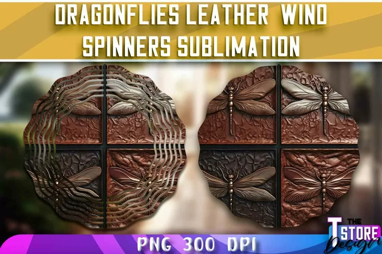 Dragonflies Leather Wind Spinners Sublimation | PNG Design