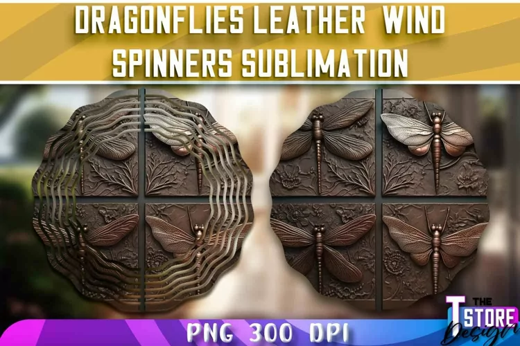 Dragonflies Leather Wind Spinners Sublimation | PNG Design