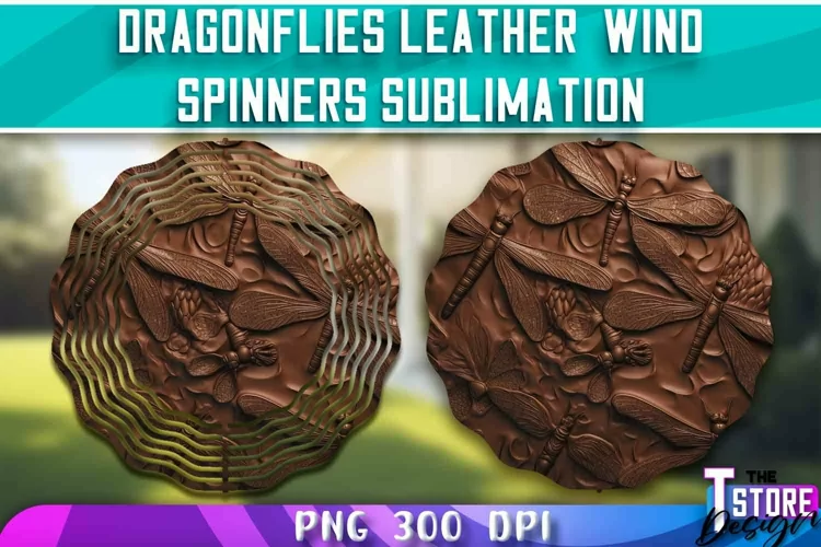Dragonflies Leather Wind Spinners Sublimation | PNG Design