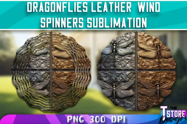Dragonflies Leather Wind Spinners Sublimation | PNG Design