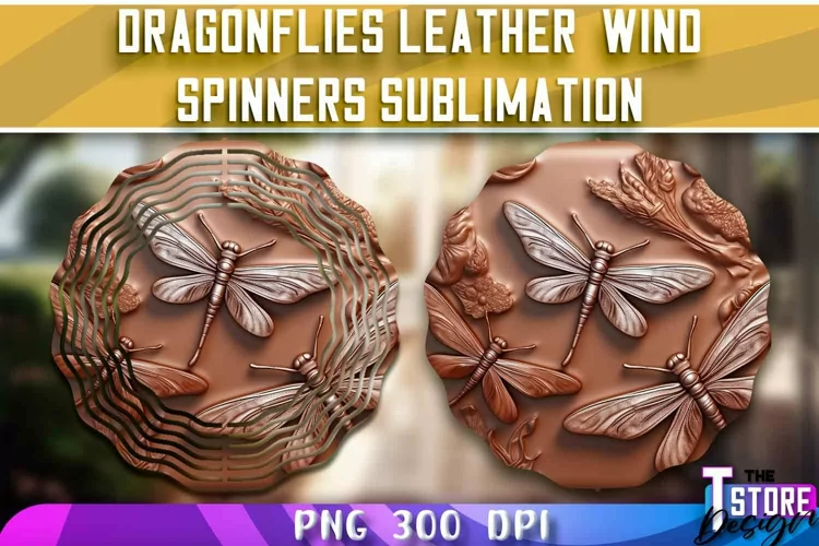 Dragonflies Leather Wind Spinners Sublimation | PNG Design