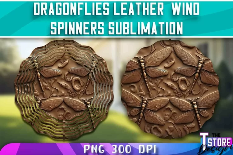 Dragonflies Leather Wind Spinners Sublimation | PNG Design