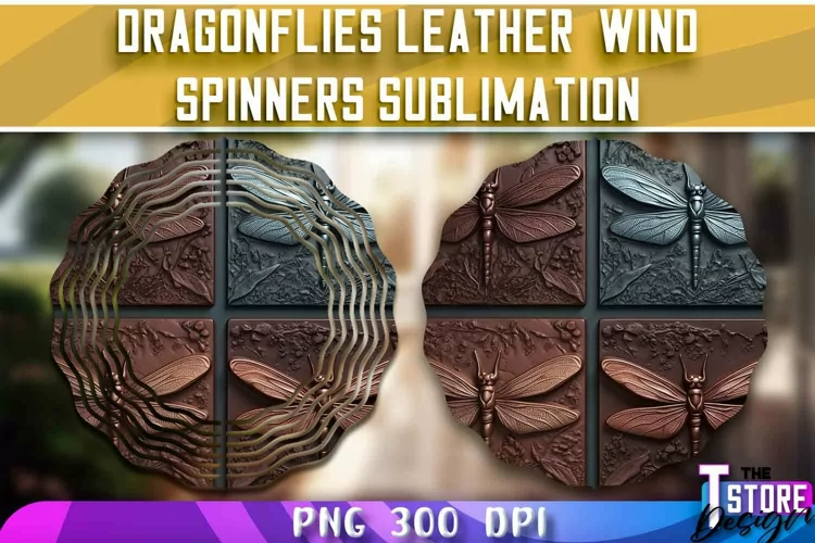 Dragonflies Leather Wind Spinners Sublimation | PNG Design