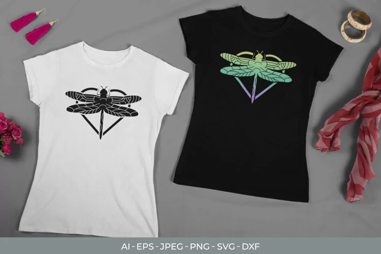 Dragonfly in Heart with Gradient Color SVG