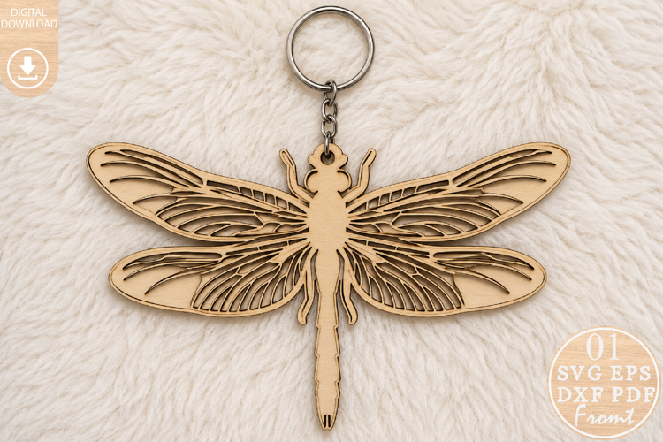 Dragonfly Keyring Laser Cut SVG